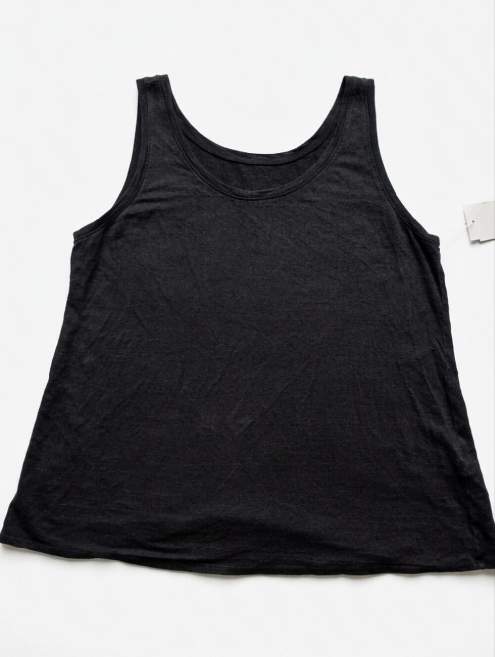 Eileen Fisher Black 100% Organic Linen Tank Top Medium Like New